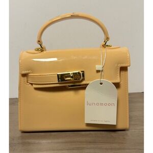 Lunymoon Jelly Handbag Top Handle Lock Closure Peach Mini Bag‎ Retro